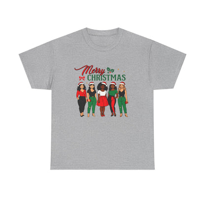 Merry Christmas Black Girl Squad T-Shirt — Holiday Graphic Tee - Feliz Navidad mujeres multiculturales