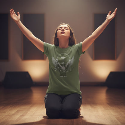 Christian Worship T-Shirt — Woman Singing Praises to Jesus