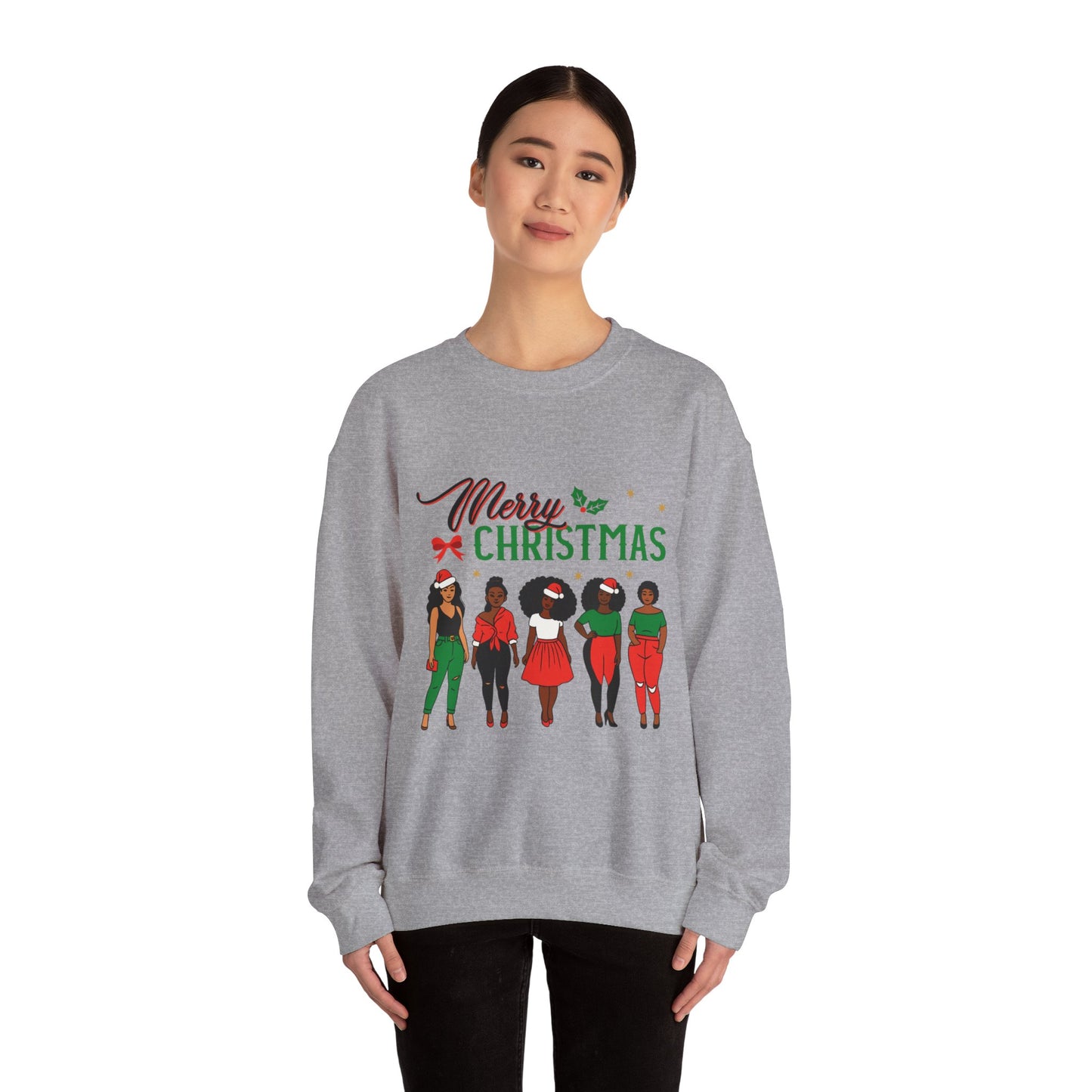 Crewneck Sweatshirt- Christmas  Multicultural women Unisex Heavy Blend™