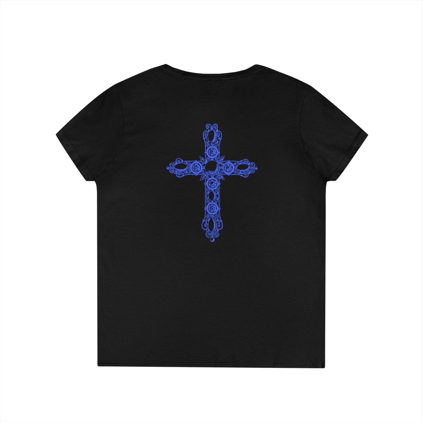 Customized Ladies' V-Neck T-Shirt — Kelli Tenderoni 1977 Butterfly Cross Graphic