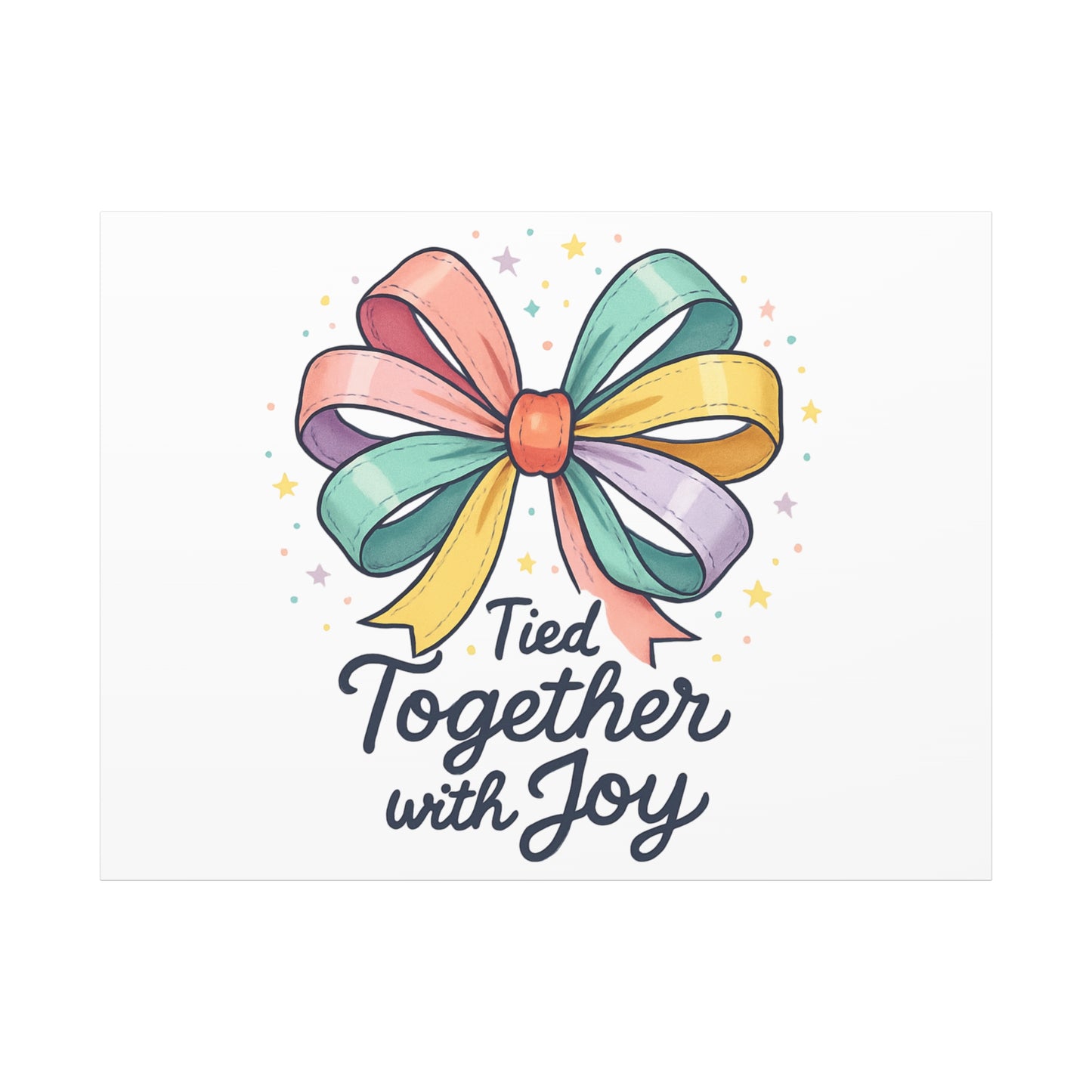 Canvas Wall Art - "Tied Together with Joy" Pastel Ribbon Decorative Print