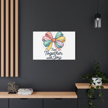 Canvas Wall Art - "Tied Together with Joy" Pastel Ribbon Decorative Print