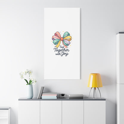 Canvas Wall Art - "Tied Together with Joy" Pastel Ribbon Decorative Print