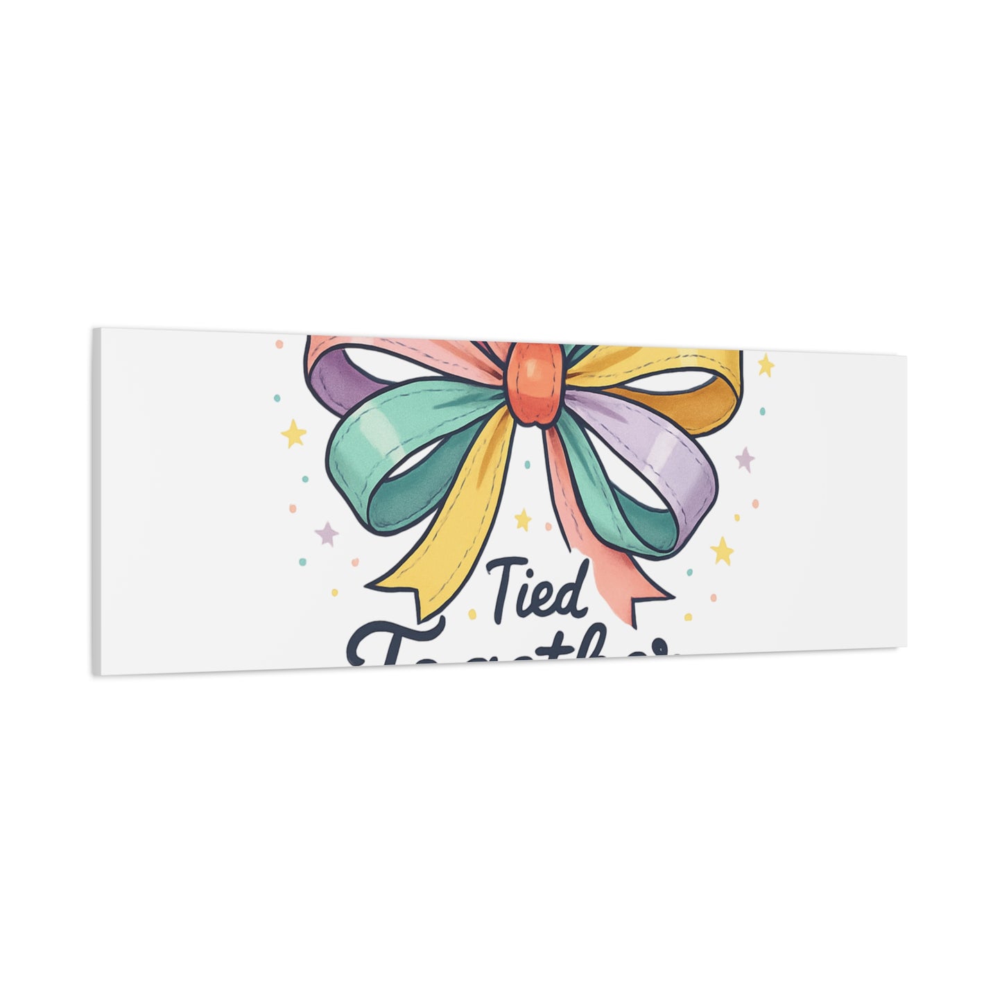 Canvas Wall Art - "Tied Together with Joy" Pastel Ribbon Decorative Print