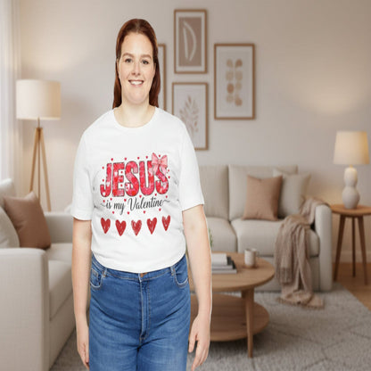 T-Shirt — "Jesus Is My Valentine" Floral Hearts Christian Valentine Tee