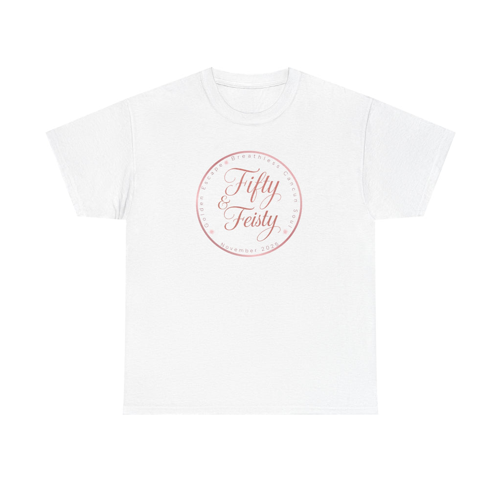 Fifty Feisty T-Shirt, Unisex Heavy Cotton Tee for 50th Birthday, Fun Party Shirt, Gift for Her, Casual Wear