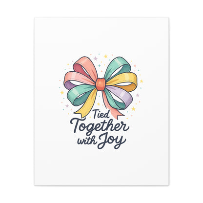 Canvas Wall Art - "Tied Together with Joy" Pastel Ribbon Decorative Print
