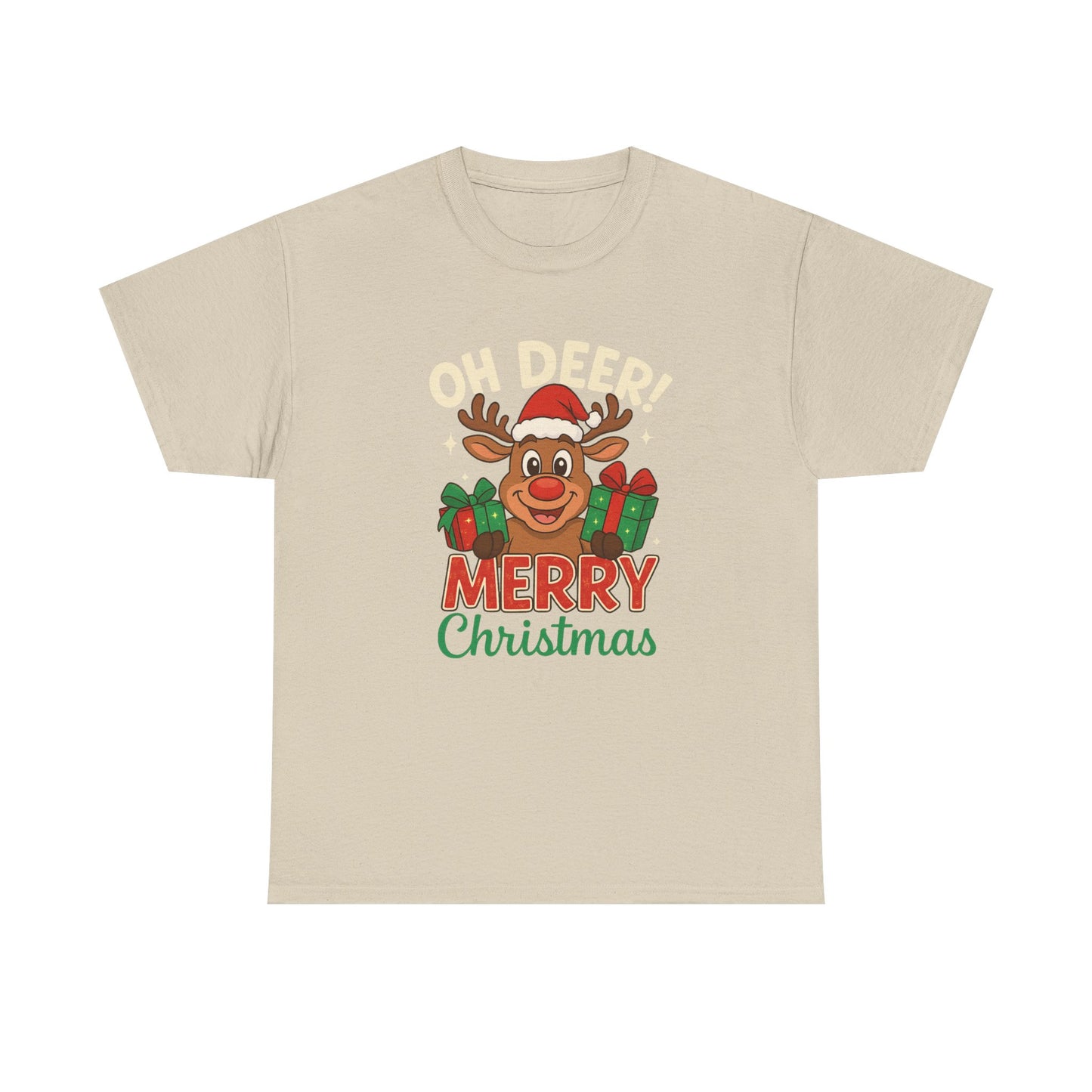 Christmas T-shirt OHH Deer Merry Christmas Unisex Heavy Cotton Tee