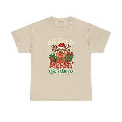Christmas T-shirt OHH Deer Merry Christmas Unisex Heavy Cotton Tee
