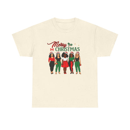Merry Christmas Black Girl Squad T-Shirt — Holiday Graphic Tee - Feliz Navidad mujeres multiculturales