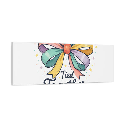 Canvas Wall Art - "Tied Together with Joy" Pastel Ribbon Decorative Print