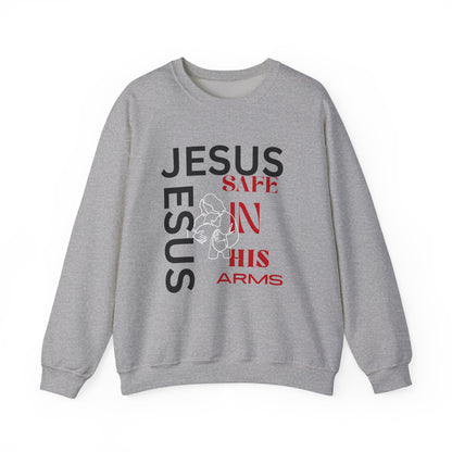 Christian comfort Jesus Safe In Your arms Crewneck Sweatshirt heavy blended