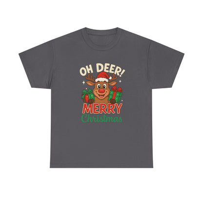 Christmas T-shirt OHH Deer Merry Christmas Unisex Heavy Cotton Tee