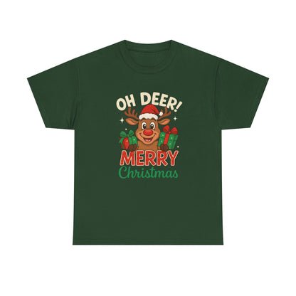 Christmas T-shirt OHH Deer Merry Christmas Unisex Heavy Cotton Tee