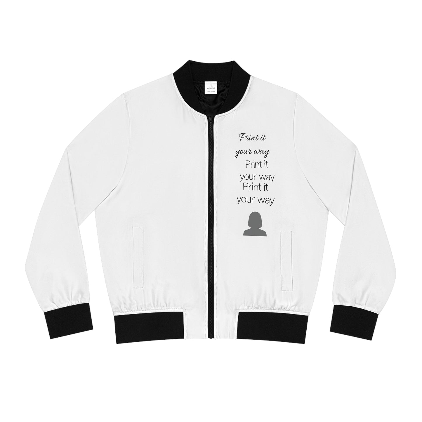 Customized Progress Over Perfection Women's Bomber Jacket — "Print It Your Way" Inspirational AOP Jacket