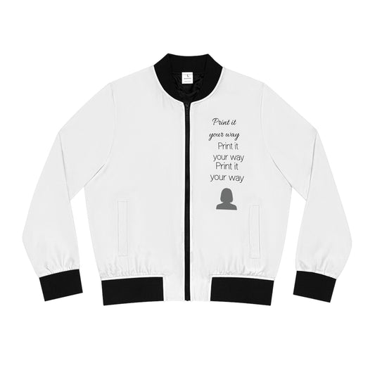 Customized Progress Over Perfection Women's Bomber Jacket — "Print It Your Way" Inspirational AOP Jacket