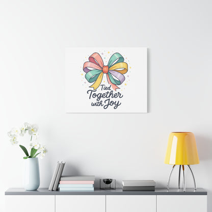 Canvas Wall Art - "Tied Together with Joy" Pastel Ribbon Decorative Print