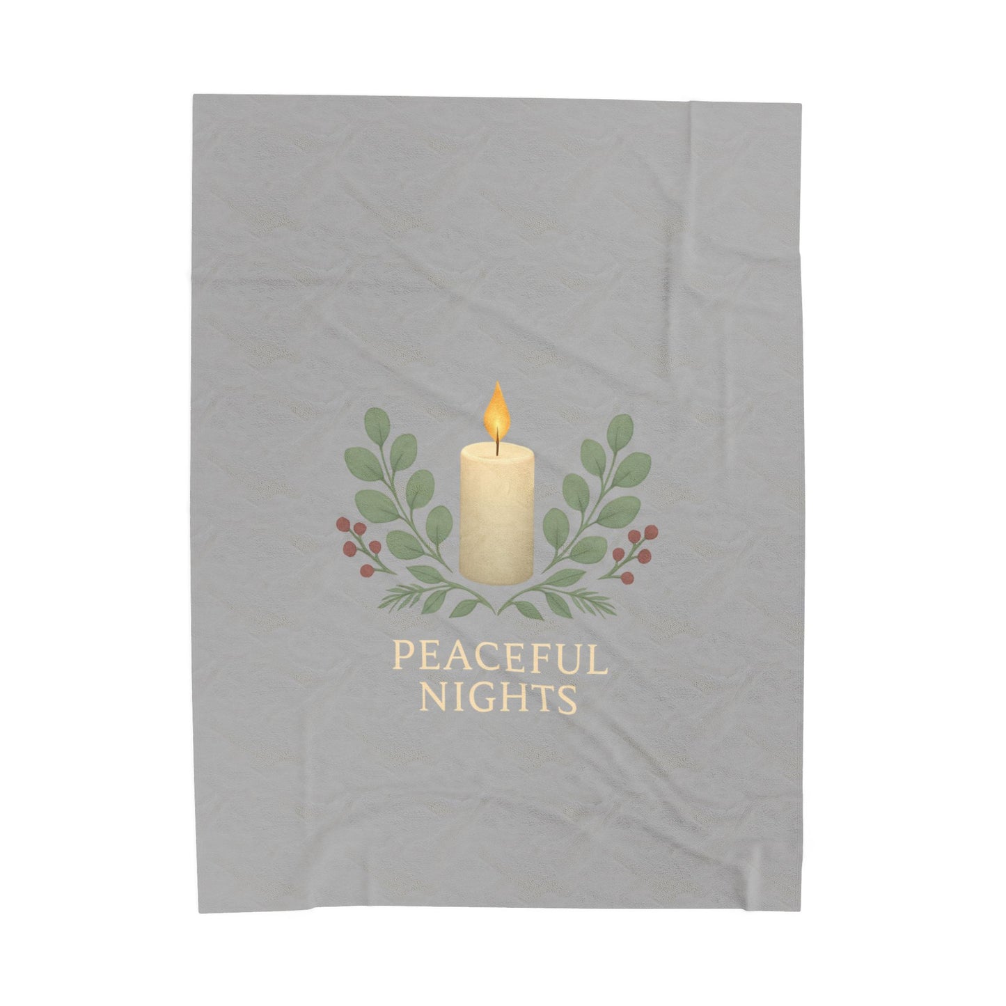 Plush Blanket — 'Peaceful Nights' Candle & Greenery Velveteen Throw
