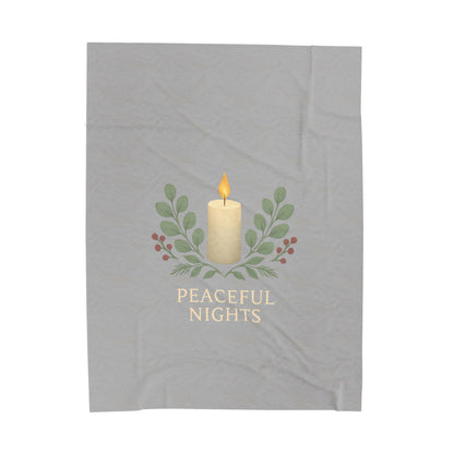 Plush Blanket — 'Peaceful Nights' Candle & Greenery Velveteen Throw