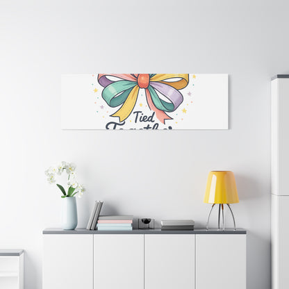 Canvas Wall Art - "Tied Together with Joy" Pastel Ribbon Decorative Print