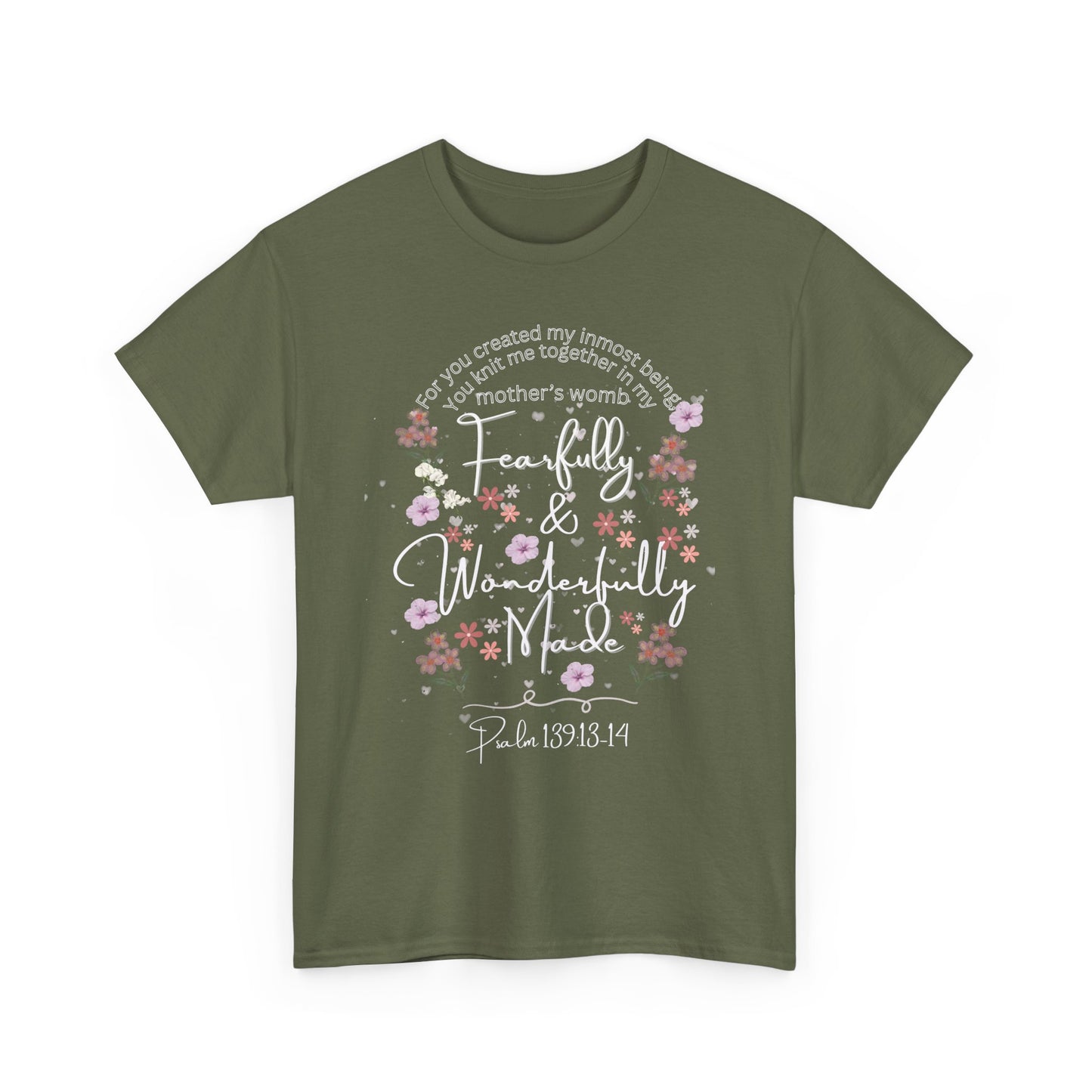 Fearfully and Wonderfully Made Tee Psalm 139:1-14  — Pastel Cherry Blossom Rabbit Graphic Shirt