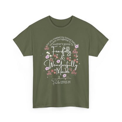 Fearfully and Wonderfully Made Tee Psalm 139:1-14  — Pastel Cherry Blossom Rabbit Graphic Shirt