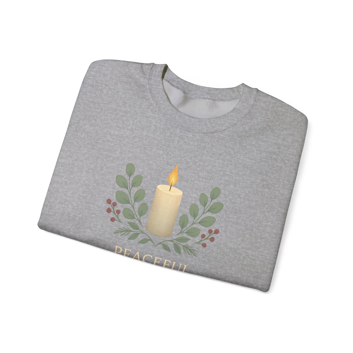 Peaceful Nights Neutral Scandinavian Christmas Crewneck Sweatshirt — Cozy Hygge Holiday Sweatshirt