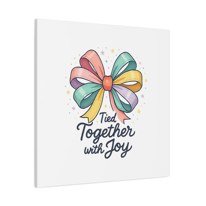 Canvas Wall Art - "Tied Together with Joy" Pastel Ribbon Decorative Print
