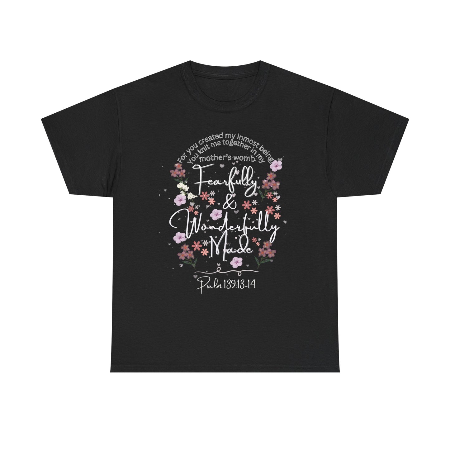 Fearfully and Wonderfully Made Tee Psalm 139:1-14  — Pastel Cherry Blossom Rabbit Graphic Shirt