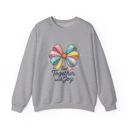 Tied Together With Joy Sweatshirt — Rainbow Bow Crewneck Gift