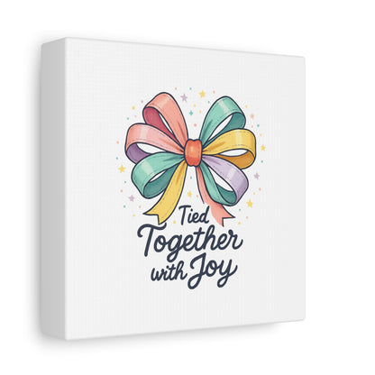 Canvas Wall Art - "Tied Together with Joy" Pastel Ribbon Decorative Print