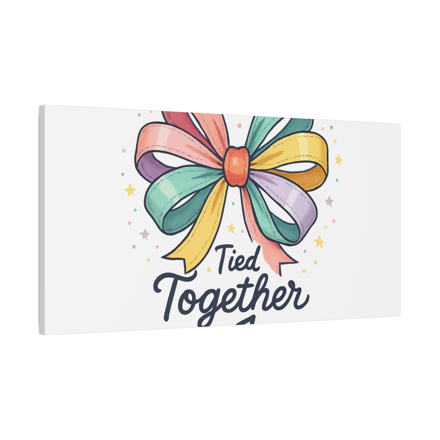 Canvas Wall Art - "Tied Together with Joy" Pastel Ribbon Decorative Print