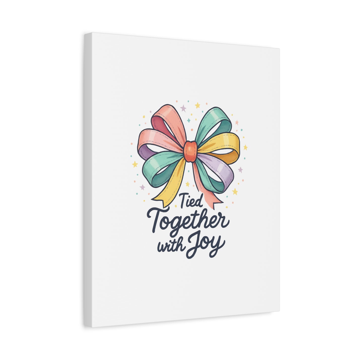 Canvas Wall Art - "Tied Together with Joy" Pastel Ribbon Decorative Print