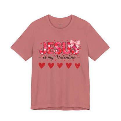 T-Shirt — "Jesus Is My Valentine" Floral Hearts Christian Valentine Tee