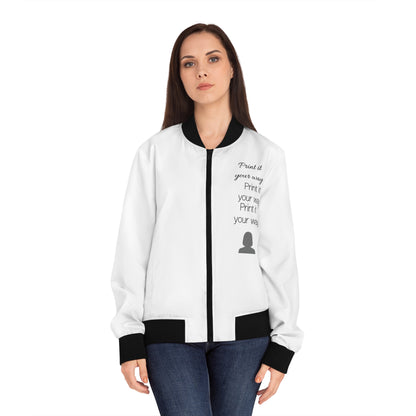 Customized Progress Over Perfection Women's Bomber Jacket — "Print It Your Way" Inspirational AOP Jacket
