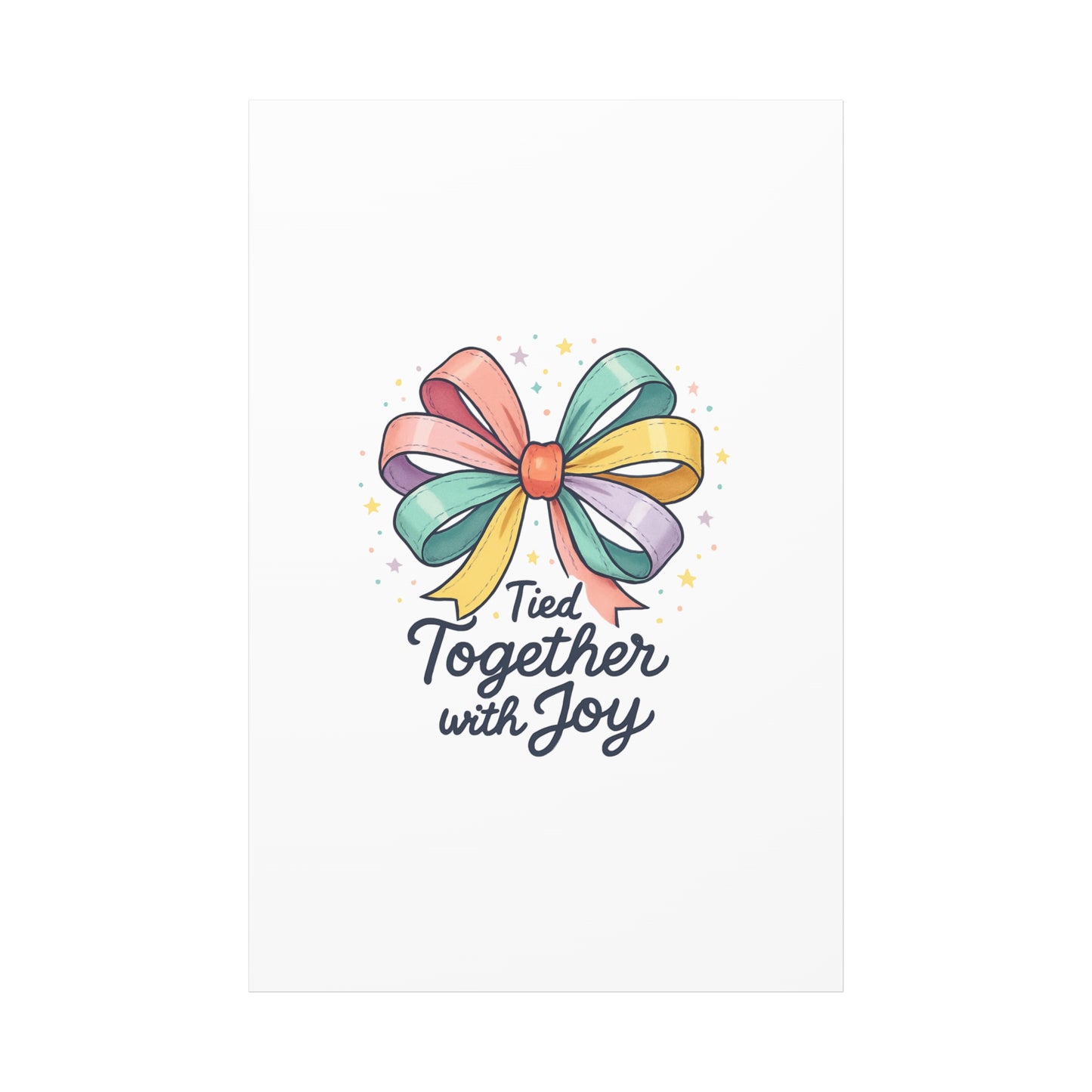 Canvas Wall Art - "Tied Together with Joy" Pastel Ribbon Decorative Print