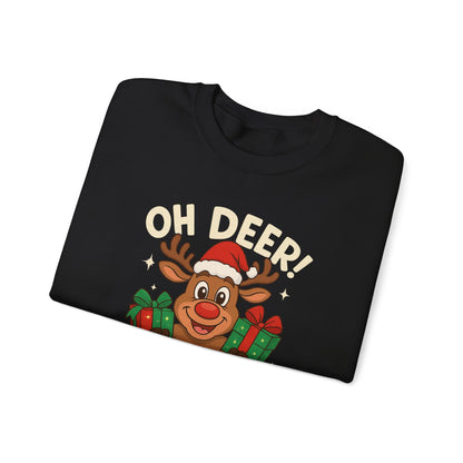 Crewneck Sweatshirt - Oh Deer! Merry Christmas — Cute Reindeer Holiday Crewneck