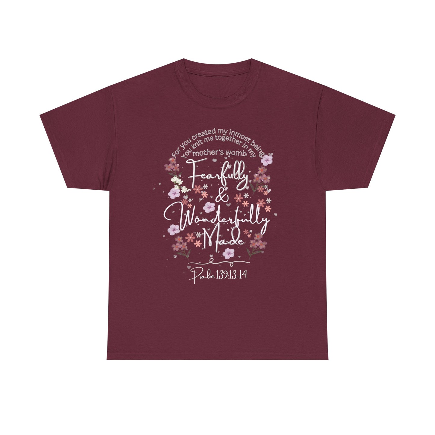 Fearfully and Wonderfully Made Tee Psalm 139:1-14  — Pastel Cherry Blossom Rabbit Graphic Shirt