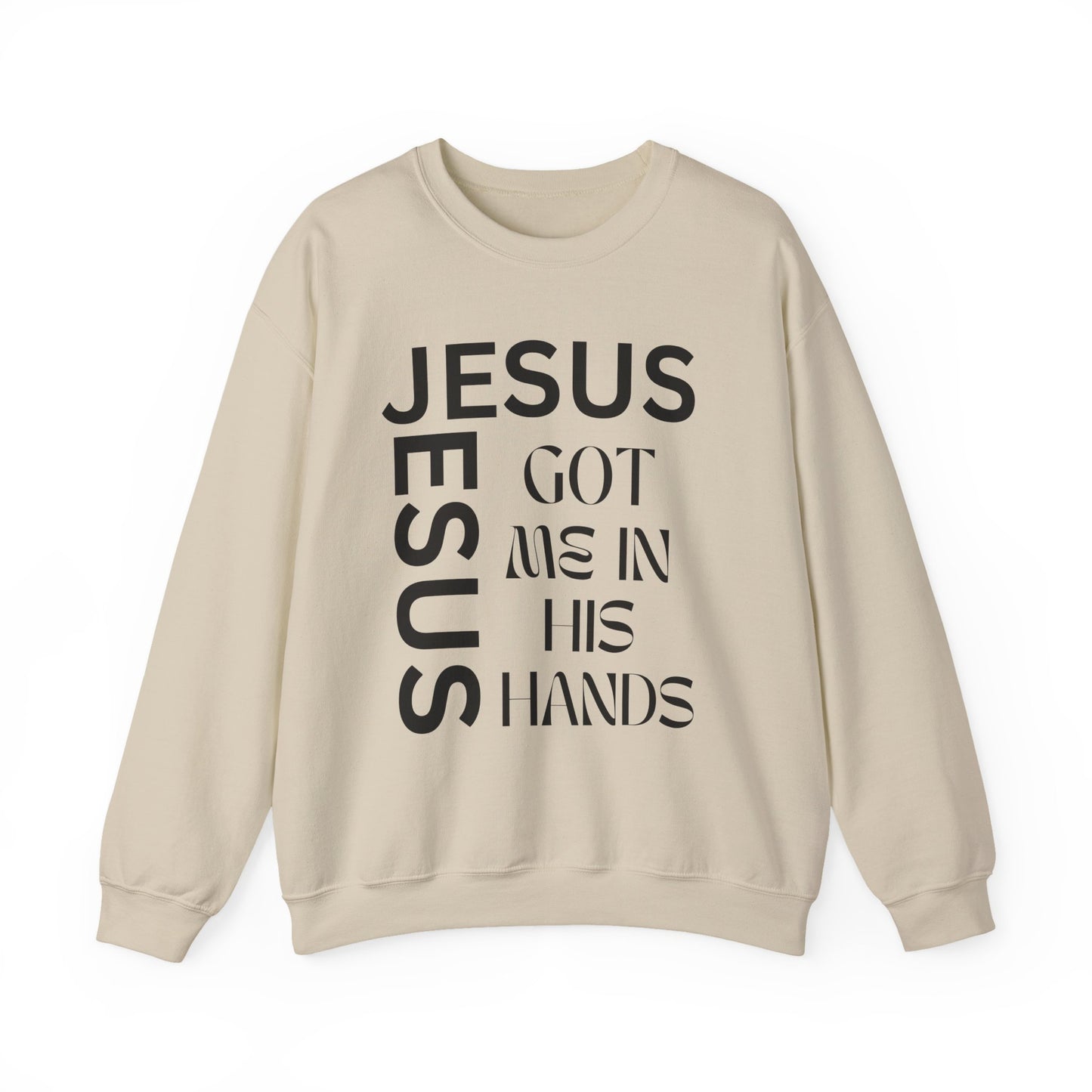 Christian Faith Crewneck Sweatshirt — "God Has Me in HIS Hands" Affirmation