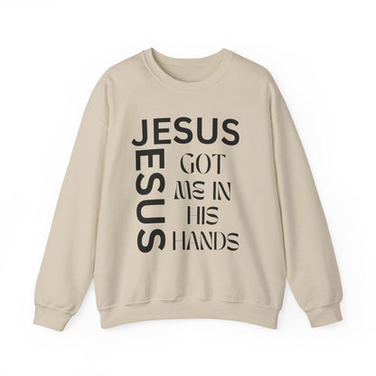 Christian Faith Crewneck Sweatshirt — "God Has Me in HIS Hands" Affirmation