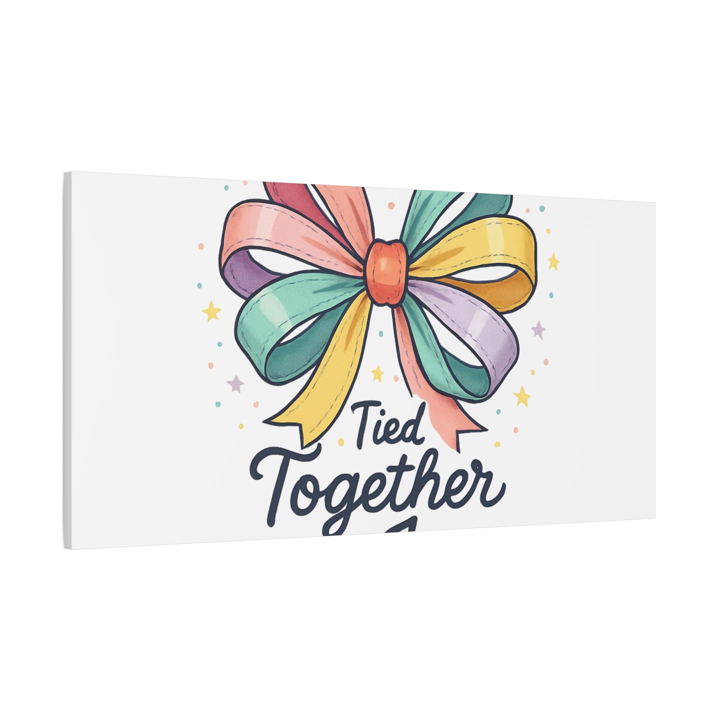 Canvas Wall Art - "Tied Together with Joy" Pastel Ribbon Decorative Print