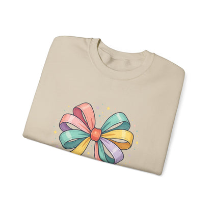 Tied Together With Joy Sweatshirt — Rainbow Bow Crewneck Gift