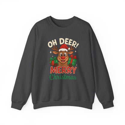 Crewneck Sweatshirt - Oh Deer! Merry Christmas — Cute Reindeer Holiday Crewneck