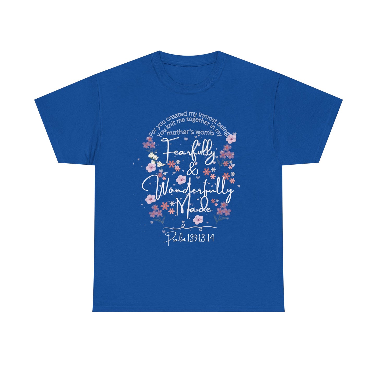 Fearfully and Wonderfully Made Tee Psalm 139:1-14  — Pastel Cherry Blossom Rabbit Graphic Shirt