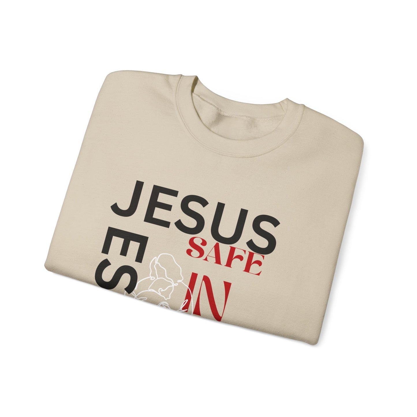 Christian comfort Jesus Safe In Your arms Crewneck Sweatshirt heavy blended