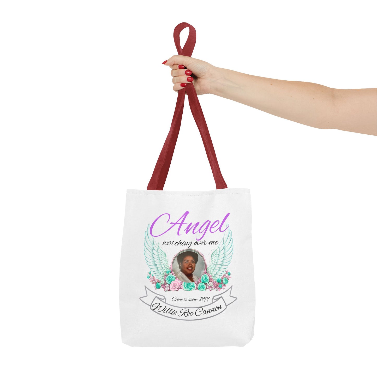 Memorial Angel Tote Bag — "Angel Watching Over Me" Custom Photo Tribute
