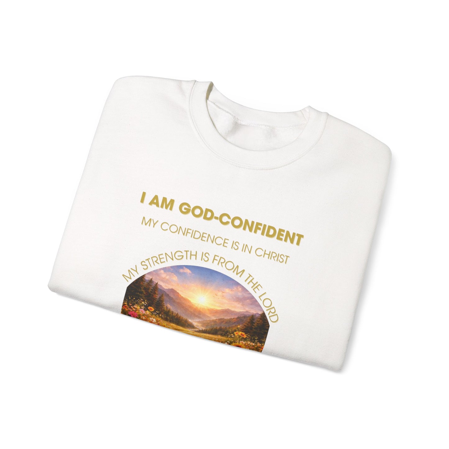 Christian Crewneck Sweatshirt Phil. 1:6— "I Am God-Confident" Inspirational Scripture Design