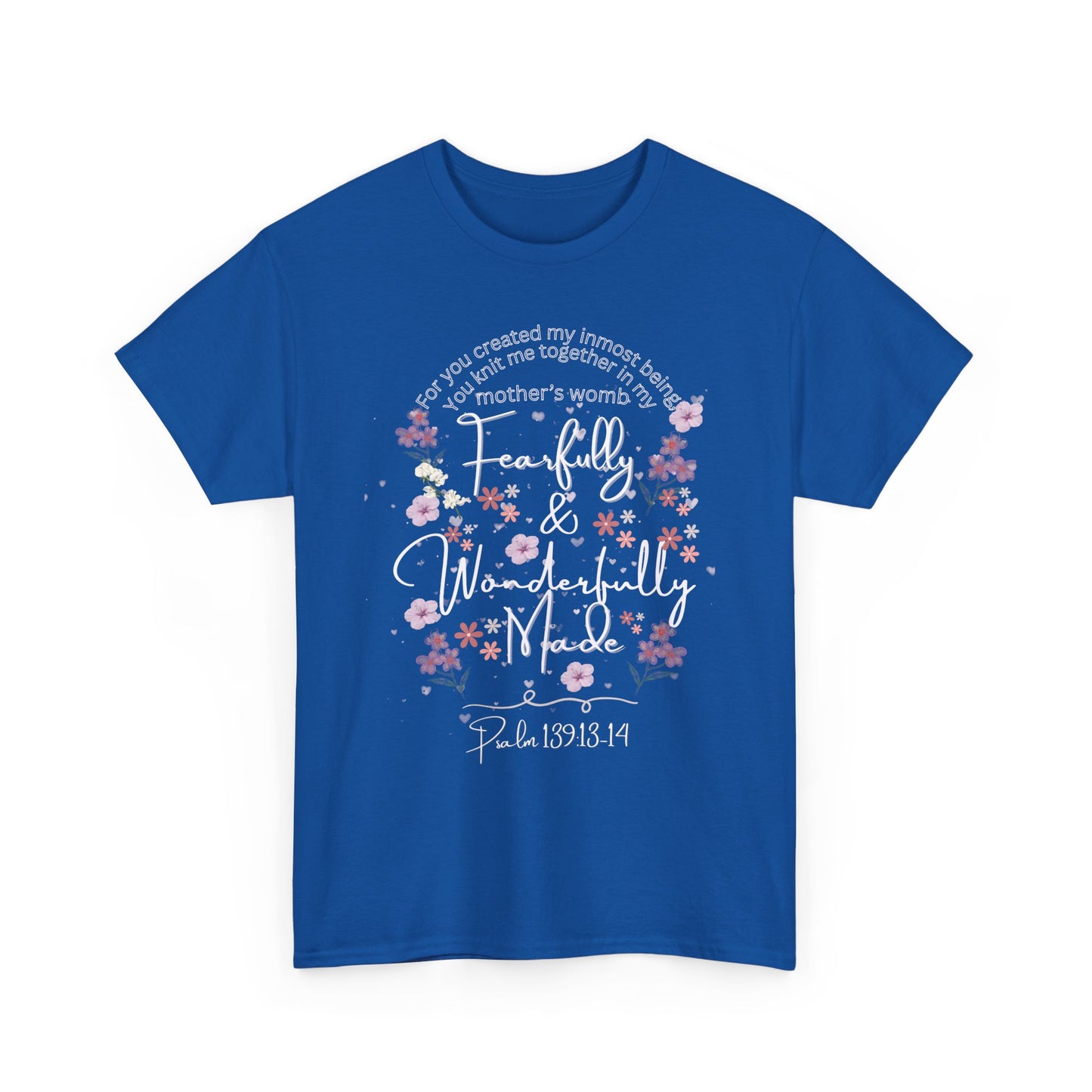 Fearfully and Wonderfully Made Tee Psalm 139:1-14  — Pastel Cherry Blossom Rabbit Graphic Shirt