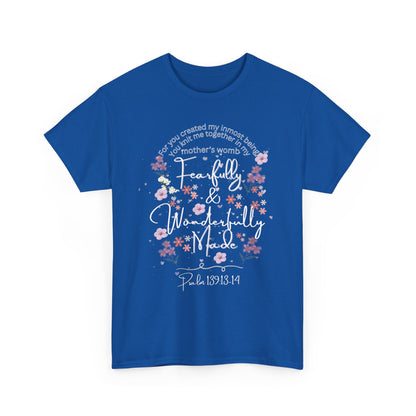 Fearfully and Wonderfully Made Tee Psalm 139:1-14  — Pastel Cherry Blossom Rabbit Graphic Shirt