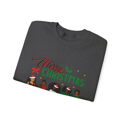 Crewneck Sweatshirt- Christmas  Multicultural women Unisex Heavy Blend™